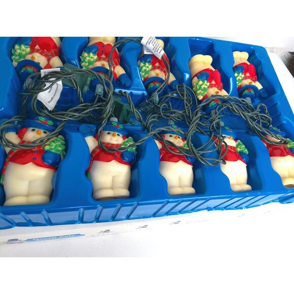 Santas Best Christmas Illuminated Tree Trimmer Set Blow Mold Snowman Lights - Picture 6 of 7